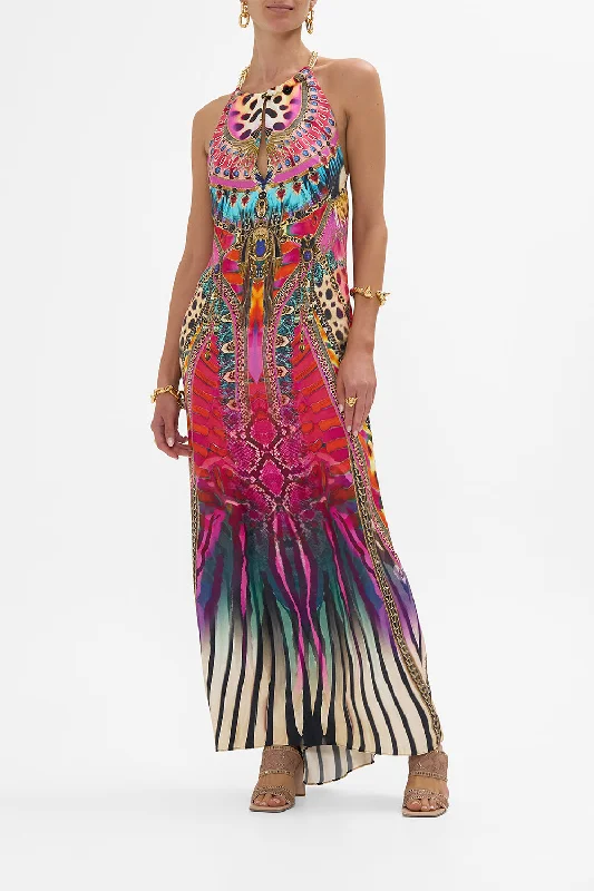 LOW BACK LONG DRESS WITH NECK HARDWARE SAHARA SUPERNATURAL Tunics Stylish modern