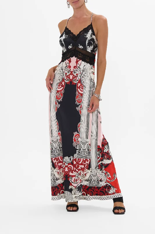 LACE SPLICE BIAS LONG DRESS MARK OF MEDUSA Tunics Bridal satin