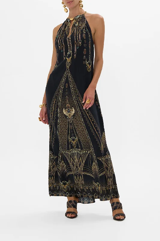 LOW BACK LONG DRESS WITH NECK HARDWARE CALL ME CLEOPATRA Tunics Ceremony elegant