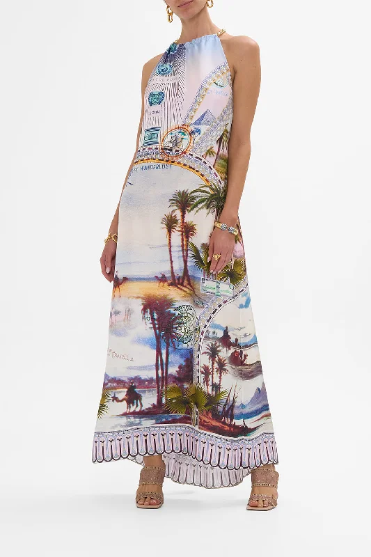 LOW BACK LONG DRESS WITH NECK HARDWARE CALL ME IN CAIRO Tunics Party sparkling
