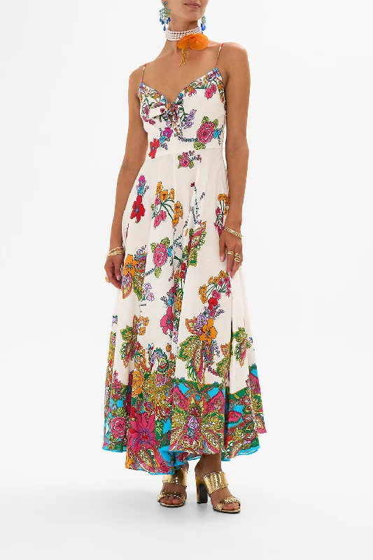 LONG DRESS WITH TIE FRONT COSMIC PRAIRIE Elegant Long Evening