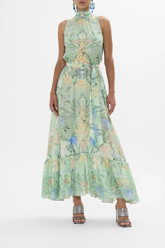 NECKTIE DRESS WITH ELASTICATED WAIST DREAMING IN DUTCH Maxi Flowy Bohemian