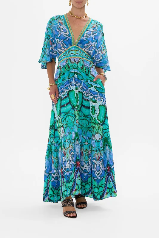 WAISTED DRESS WITH HEM RUFFLE LAND OF WONDER Tunics Evening elegant