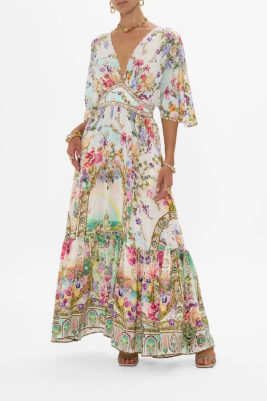 WAISTED DRESS WITH HEM RUFFLE MUNCHKINLAND Tunics Yoga stretchy