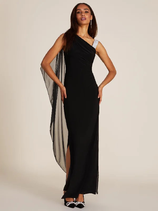 One-Shoulder Gown With Chiffon Cape Tunics Vintage classic