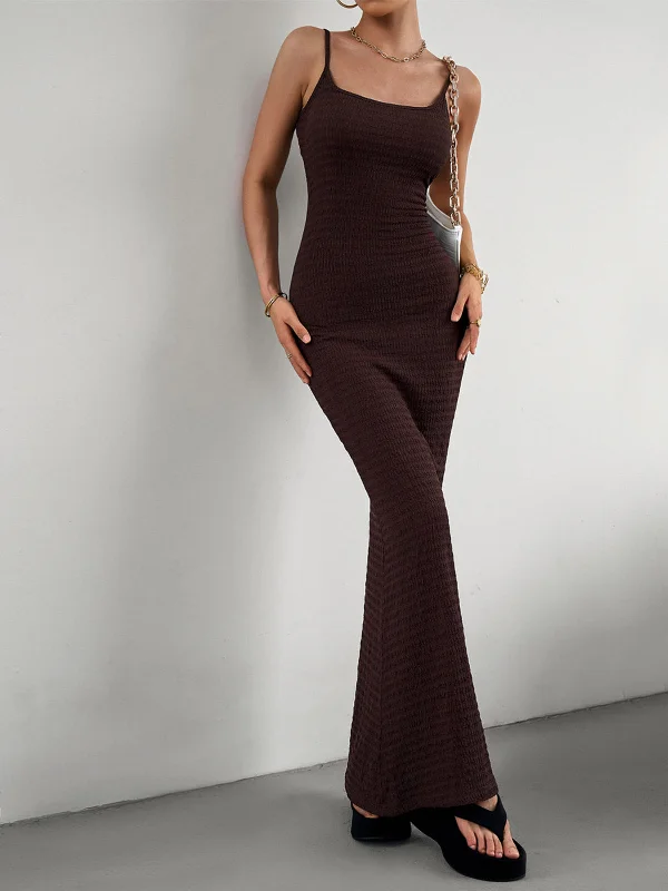 BerryBetty - Cocoa Beans Textured Long Dress Tunics Trousers formal