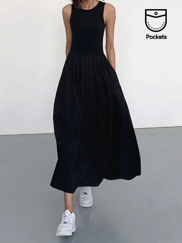 BerryBetty - Leisure Crew Neck Long Dress Turtleneck Neckline Stylish