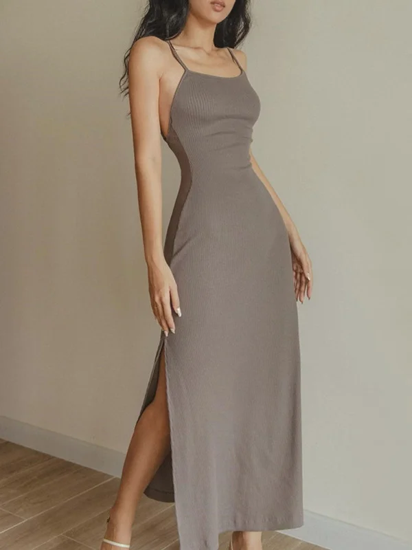 BerryBetty - Strap Bodycon Long Dress Tunics Long Elegant