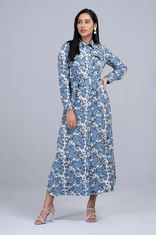 Women's Floral Printed Long Dress Halter Neckline Beach