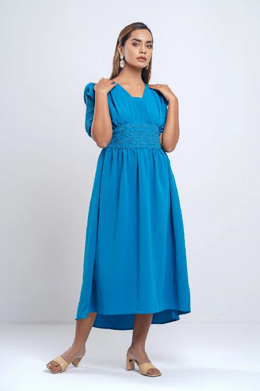 High-Low Corded Dreams Long Dress Square Neckline Feminine