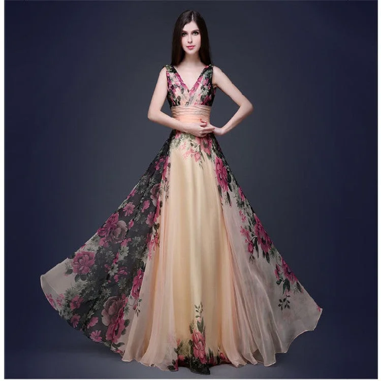 2021 Elegant Two-Shoulder Flower Dress Women Evening Long Dress Tunics New arrival
