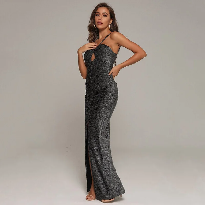 Sexy V-Neck Hollow Backless Sleeveless Spaghetti Strap Drape Long Dress Tunics Trousers formal
