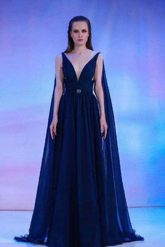 Beaded bodice mousseline dress with cape Tunics Vintage classic