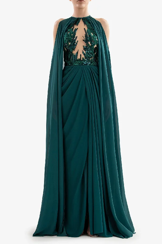 Beaded dress with cape Tunics Print Colorful