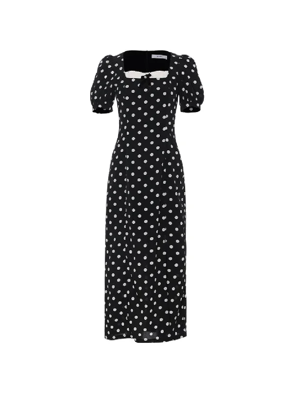 Black dots slit long dress Tunics Short Trendy