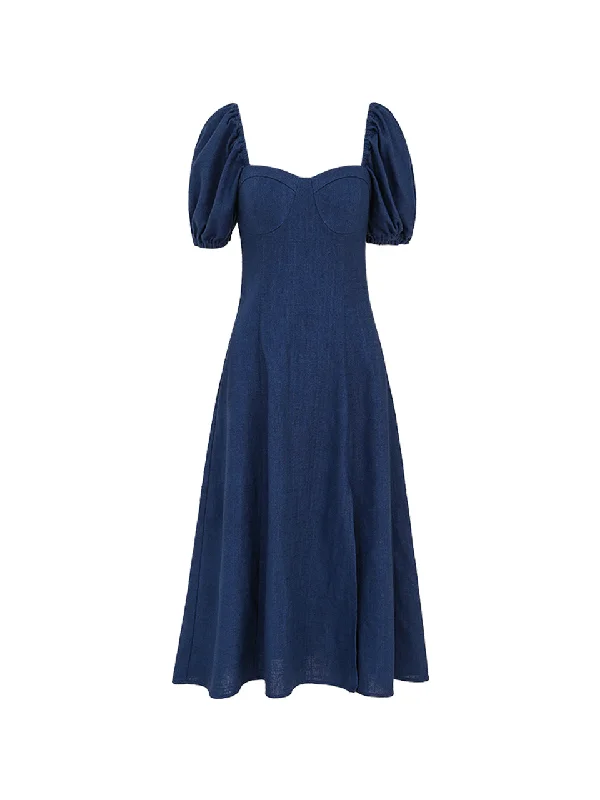 Blair heart neck long dress Tunics Satin smooth
