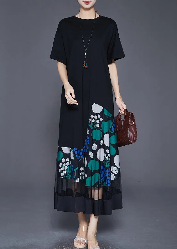 Boutique Black Asymmetrical Patchwork Hollow Out Cotton Long Dress Summer Tunics Stylish elegant Boutique Black Asymmetrical Patchwork Hollow Out Cotton Long Dress Summer Tunics Stylish elegant