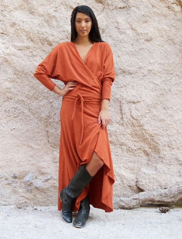 Butterfly Petal Front Wrap Long Dress Tunics Luxurious high-end