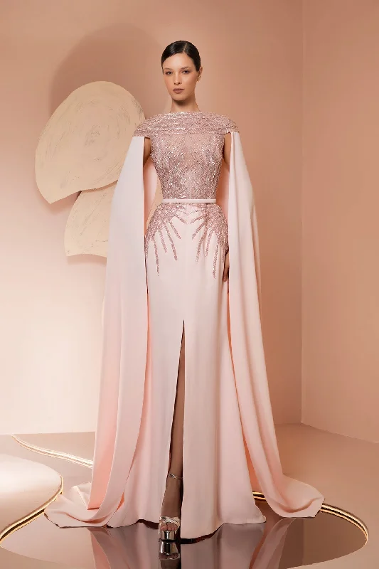 Cape sleeves crepe dress Maxi Flowy Bohemian