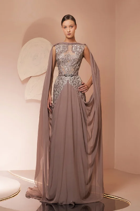Cape sleeves embroidered muslin dress Tunics Sophisticated sleek