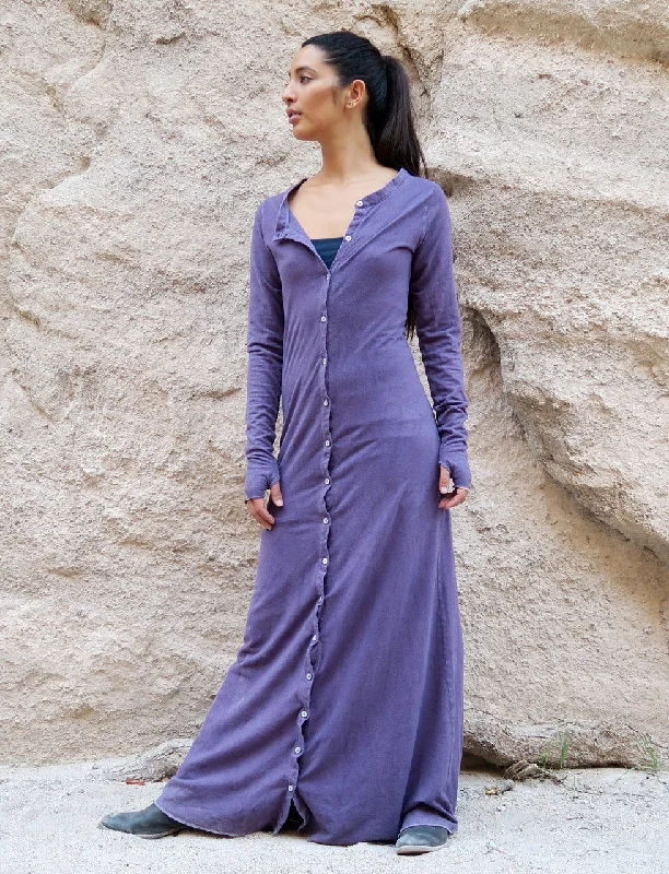 Crew Button Front Simplicity Long Dress Tunics Winter warm