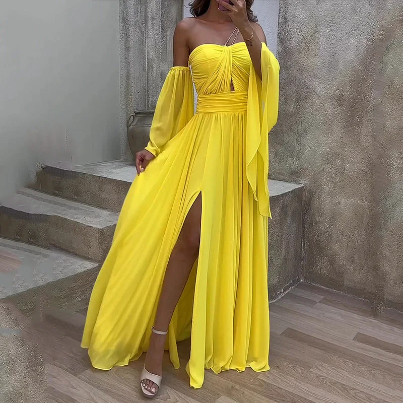 Yellow Waist Loose Dress Tunics Hiking breathable