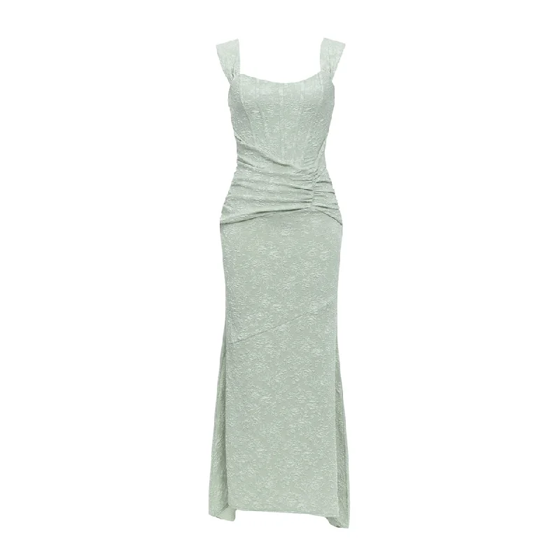 Deanna Jacquard Sleeveless Long Dress Tunics Fleece cozy