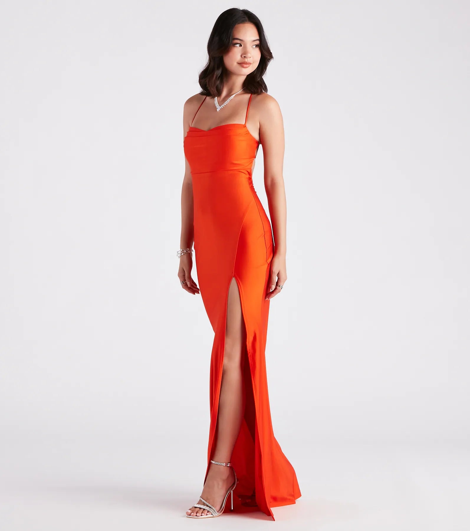 Delia Formal Cowl Neck Long Dress Tunics Running lightweight
