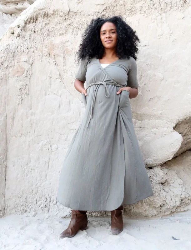 Drawstring Wrap Perfect Pockets Long Dress Tunics Travel practical