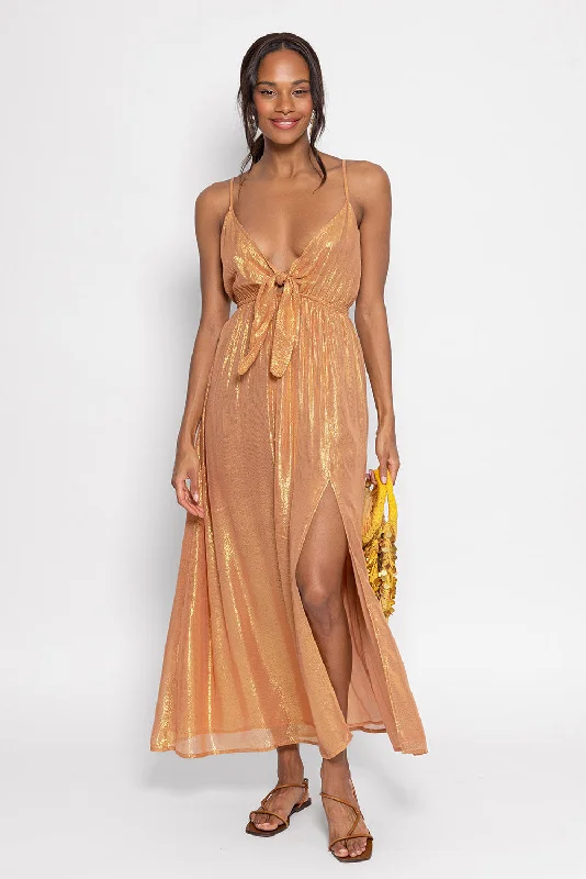 FIONA LONG DRESS IOS SAND Tunics Party sparkling