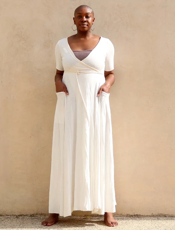 Flip Wrap Perfect Pockets Long Dress Elegant Long Evening