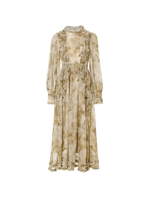 Latte ruffle long dress Tunics Yoga stretchy