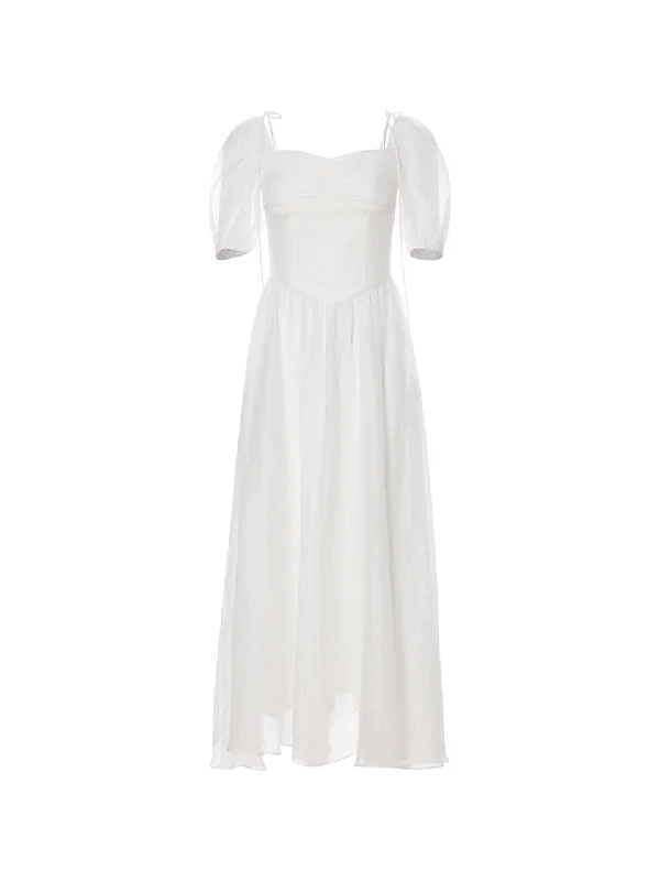Minerva ribbon long dress (Ivory) Tunics Sophisticated sleek