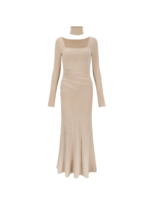 Neck warmer long dress (Beige) Tunics Designer luxury