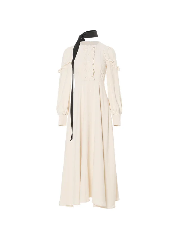 Neutral ruffle long dress Tunics Sophisticated sleek