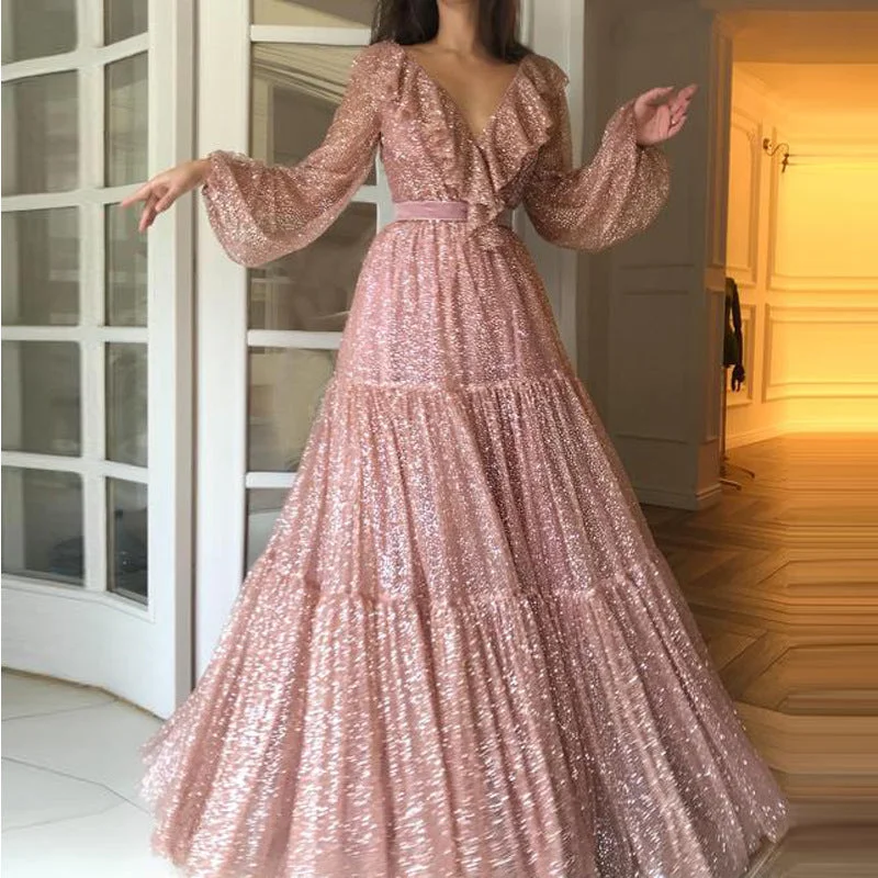 New Dress Sexy V-neck Sequ Dress Formal Swing Dress Long Dress Tunics Print Colorful New Dress Sexy V-neck Sequ Dress Formal Swing Dress Long Dress Tunics Print Colorful