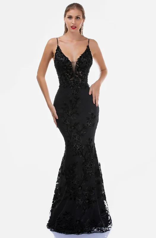 Nina Canacci - 2240 V-Neck Embroidered Long Dress Maxi Flowy Bohemian