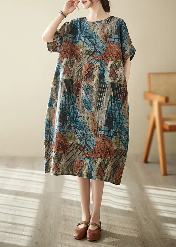 Organic Oversized Tie Dye Cotton Long Dresses Summer Tunics Canvas sturdy