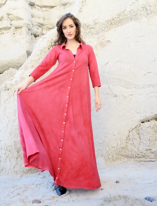 Prairie Button Front Wanderer Long Dress Shift Classic Vintage