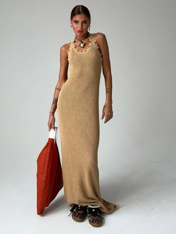 Slim Hip-wrapped Drape Knitted Long dress Tunics Short Trendy