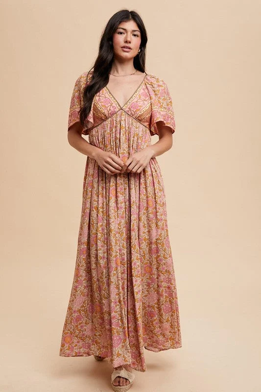 Soft Dress With Boho Florals Bohemian Goddess Long Dress Tunics Polka dots