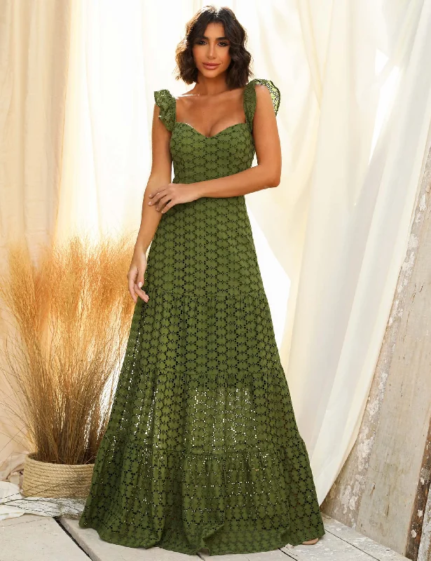 Sundress Sexy Lace Long Dress Solid Color Green Strap Type Mid Waist Long Dress Maxi Floral Print girly Sundress Sexy Lace Long Dress Solid Color Green Strap Type Mid Waist Long Dress Maxi Floral Print girly