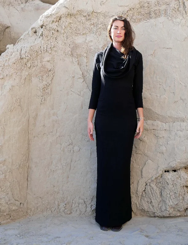 Super Cowl Perfect Pockets PENCIL Long Dress Tunics Solid Classic