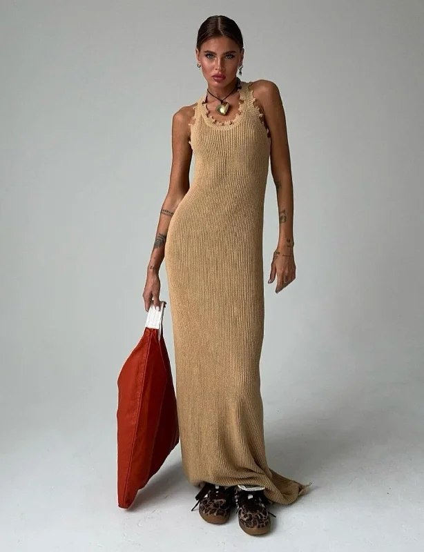 Suspender Sleeveless Ripped Long Dress Tunics Mesh breathable