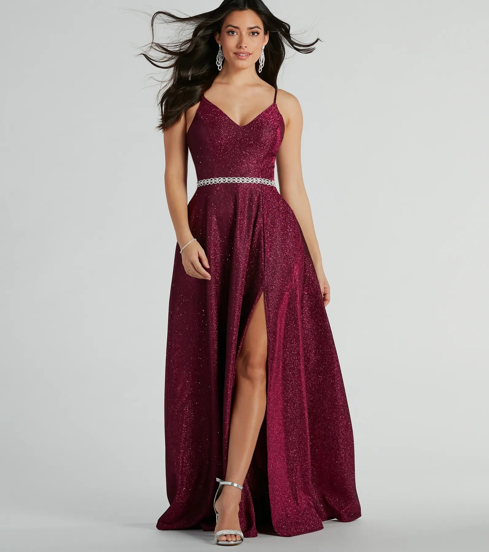 Tanya Formal Glitter A-Line Long Dress Tunics Custom made