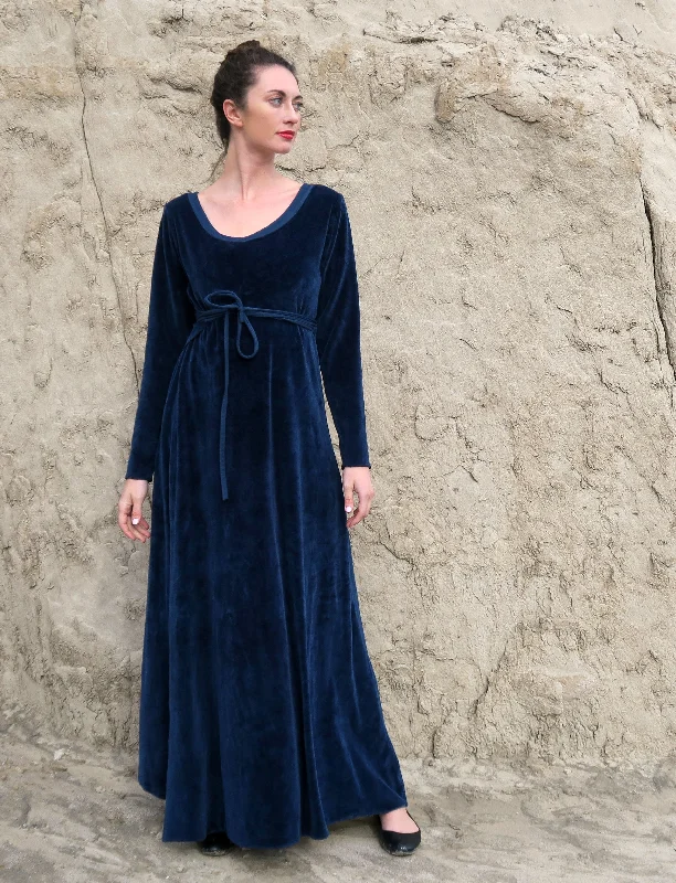 VELOUR Flip Wrap Simplicity Long Dress Tunics Denim casual