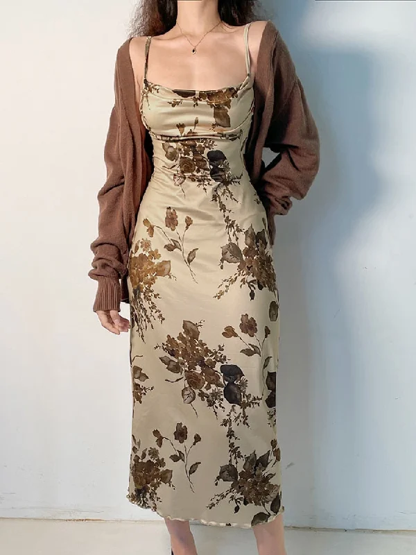 Floral Print Maxi Backless Long Dress Tunics Yoga stretchy