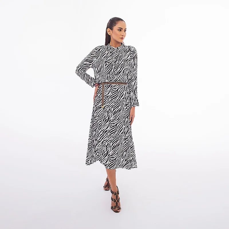 Zebra Print Maxi Long Dress Tunics Party sparkling